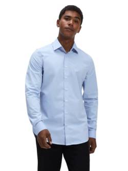 Gilby Park Fremont - Herren Langarm Slim Fit Blau XXL - Winter Herrenhemd - ideal als Business & Freizeithemden für Männer - aus Bügelleichter Stretch Baumwolle von Gilby Park