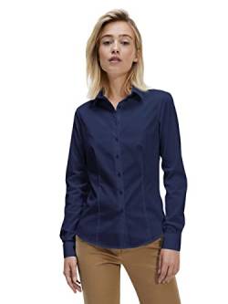 Gilby Park Madison - Slim Fit Bluse Damen Dunkelblau L - Navy Langarm Damen Hemd aus Bügelleichte Baumwolle mit Stretch - Elegante Bluse für Business & Freizeit von Gilby Park