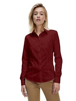 Gilby Park Madison - Slim Fit Bluse Damen Rot M - Rötes Langarm Winter Hemd aus Bügelleichte Baumwolle mit Stretch Anteil - Damenbluse für Business und Freizeit von Gilby Park