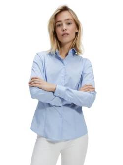 Gilby Park Madison Slim fit Bluse Damen Blau L - Blaues Langarm Winter Hemd aus Bügelleichte Baumwolle mit Stretch Anteil - Damenbluse für Business und Freizeit von Gilby Park