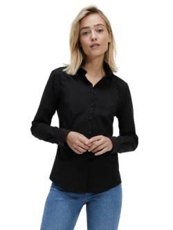 Gilby Park Madison - Slim fit Bluse Damen Schwarz Gr. M - Schwarzes Langarm Winter Hemd aus Bügelleichte Baumwolle mit Stretch - Elegante Damenbluse für Business von Gilby Park