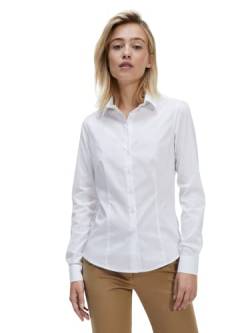 Gilby Park Madison - Slim fit Bluse Damen Weiss S - Weißes Langarm Winter Hemd aus Bügelleichte Baumwolle mit Stretch Anteil - Elegante Damenbluse für Freizeit von Gilby Park