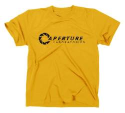 Aperture Laboratories T-Shirt HL Postal Black Mesa, S, gelb von Gildan