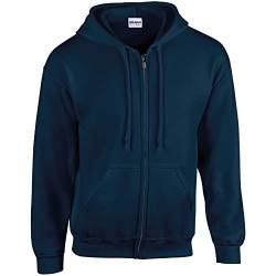 GILDAN Herren Adult 50/50 Cotton/Poly. Full Zip Hooded Sewat Sweatshirt, Blau (Navy), X-Large (Herstellergröße: XL) von Gildan