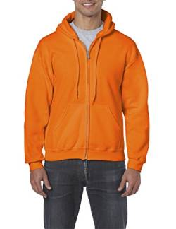 GILDAN Herren Adult 50/50 Cotton/Poly. Full Zip Hooded Sweat /18600 Kapuzenpullover, Orange (Safety Orange 193), XX-Large (Herstellergröße: XXL) von Gildan