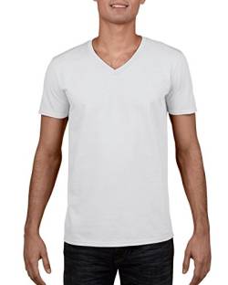 GILDAN Herren Soft Style V-Neck T-Shirt, weiß, XXL von Gildan