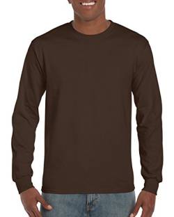 GILDAN Herren Ultra Cotton Adult Long Sleeve T-Shirt, Braun (Dark Chocolate 105), Large von Gildan