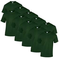 Gildan 10 T Shirts Heavy Cotton M L XL XXL 3XL 4XL 5XL Diverse Farben auswählbar, 10x Forest Green + 1 HL-Kauf Block, L von Gildan