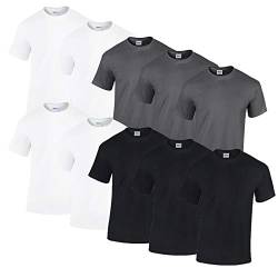 Gildan 10 T Shirts Heavy Cotton M L XL XXL 3XL 4XL 5XL Diverse Farben auswählbar (L, 4Weiss/3Schwarz/3Anthrazit) von Gildan