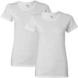 Gildan Damen Erwachsene, schwere Baumwolle, 2er-Pack T-Shirt, Weiß, X-Groß von Gildan