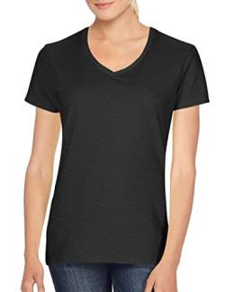 Gildan Damen Kurzarm T-Shirt mit V-Ausschnitt (M) (Schwarz) von Gildan