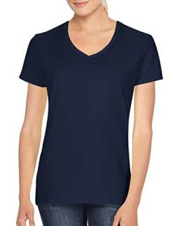 Gildan Damen Kurzarm T-Shirt mit V-Ausschnitt (S) (Marineblau) S,Marineblau von Gildan