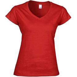 Gildan Damen Kurzarm T-Shirt mit V-Ausschnitt (S) (Rot) S,Rot von Gildan