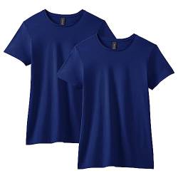 Gildan Damen Women's Softstyle Cotton, Style G64000l, 2-Pack T-Shirt, Marineblau, 2 Stück, X-Groß (2er Pack) von Gildan