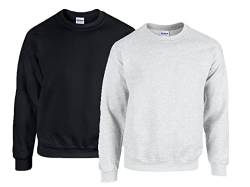 Gildan - Heavy Blend Sweatshirt - S, M, L, XL, XXL, 3XL, 4XL, 5XL /1x Schwarz + 1x Ashgrey + 1x HL Kauf Notizblock, M von Gildan