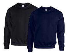 Gildan - Heavy Blend Sweatshirt - S, M, L, XL, XXL, 3XL, 4XL, 5XL /1x Schwarz + 1x Navy + 1x HL Kauf Notizblock, XXL von Gildan
