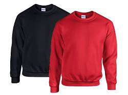 Gildan - Heavy Blend Sweatshirt - S, M, L, XL, XXL, 3XL, 4XL, 5XL /1x Schwarz + 1x Rot + 1x HL Kauf Notizblock, XL von Gildan