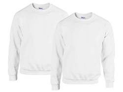 Gildan - Heavy Blend Sweatshirt - S, M, L, XL, XXL, 3XL, 4XL, 5XL /2X Weiss + 1x HL Kauf Notizblock, 4XL von Gildan