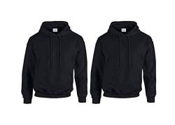 Gildan HeavyBlend, Hooded Sweatshirt 4XL,2X Schwarz & 1 HLKauf Block von Gildan