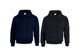 Gildan HeavyBlend, Hooded Sweatshirt L,1x Navy, 1x Schwarz & 1 HLKauf Block von Gildan