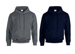 Gildan HeavyBlend, Hooded Sweatshirt M,1x Anthrazit, 1x Navy & 1 HLKauf Block von Gildan