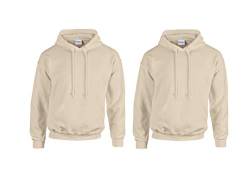 Gildan HeavyBlend, Hooded Sweatshirt M,2X Sand & 1 HLKauf Block von Gildan