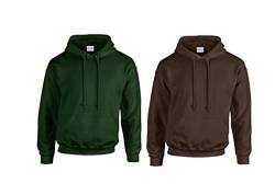 Gildan HeavyBlend, Hooded Sweatshirt XL, 1x Forest Green, 1x Dark Choco& 1 HLKauf Block von Gildan