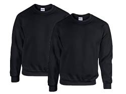 Gildan Herren 50/50 Adult Crewneck Sweat Sweatshirt 2X Schwarz + 1x HL Kauf Notizblock, 5XL von Gildan