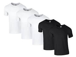 Gildan Herren 64000 T-Shirt, 3X Weiss, 2X Schwarz & 1 HLKauf Block, 3XL (5er Pack) von Gildan