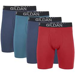 Gildan Herren Boxershorts, Baumwolle, Stretch, Multipack Retroshorts, Blue Cove/Hawaiian Blue/Heather Red Mark (4er-Pack), X-Large von Gildan