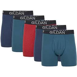 Gildan Herren Boxershorts aus Baumwoll-Stretch, Multipack Retroshorts, Blue Cove/Hawaiian Blue/Heather Red Mark (5er-Pack), XX-Large von Gildan