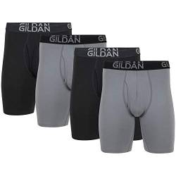 Gildan Herren Boxershorts aus Baumwoll-Stretch, Multipack Retroshorts, Grauer Flanell/schwarzer Ruß (4er-Pack), XX-Large von Gildan