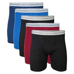 Gildan Herren Boxershorts mit normalem Bein, Multipack Retroshorts, Blau/Grau (5er-Pack), Medium von Gildan