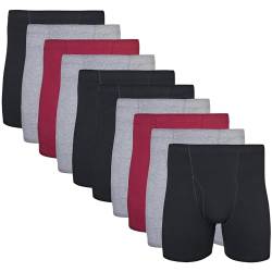 Gildan Herren Boxershorts mit verdecktem Bund, Multipack Slip, Schwarz/Granat/Graphit (10er-Pack), Large von Gildan