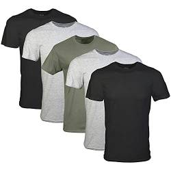 Gildan Herren Crew T-Shirts, Multipack, Style G1100 Unterwäsche, Schwarz/Sportgrau/Militärgrün (5er-Pack), XL von Gildan