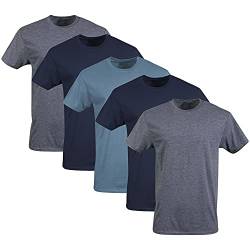Gildan Herren Crew T-Shirts Multipack Style G1100 Unterwäsche, Navy/Heather Navy/Indigo Blue (5er-Pack), XXL von Gildan
