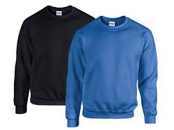 Gildan Herren Fleece Crewneck Sweatshirt Style G18000 Hemd, Blickdicht,1x Schwarz + 1x Royal + 1x HL Kauf Notizblock, XXL von Gildan