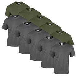 Gildan Herren Heavy Cotton Adult T-Shirt T Shirt, 5X Charcoal, 5X Military Green + 1 HL-Kauf Block, XL von Gildan