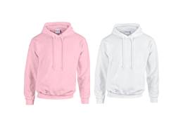 Gildan Herren Kapuzenpullover Adult 50/50. Hooded Sweat/18500, Einfarbig (L, 1x Light Pink + 1x Weiss + 1x HL Kauf Notizblock) von Gildan