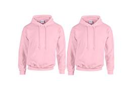 Gildan Herren Kapuzenpullover Adult 50/50. Hooded Sweat/18500, Einfarbig (L, 2er Light Pink + 1x HL Kauf Notizblock) von Gildan