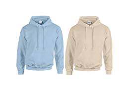 Gildan Herren Kapuzenpullover Adult 50/50. Hooded Sweat/18500, Einfarbig (M, 1x Light Blue + 1x Sand + 1x HL Kauf Notizblock) von Gildan