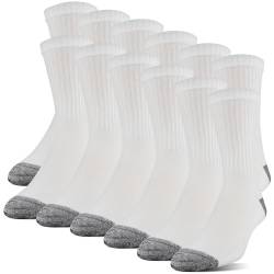 Gildan Herren Socken aus Polyester, halbe Polster, Midcrews, 12 Stück - Weiß - von Gildan