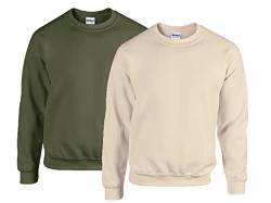 Gildan Herren Sweatshirt /1x Military Green + 1x Sand + 1x HL Kauf Notizblock, XXL von Gildan