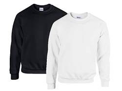 Gildan Herren Sweatshirt 50/50 Adult Crewneck Sweat, 1x Schwarz + 1x Weiss + 1x HL Kauf Notizblock, XXL von Gildan