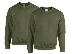 Gildan Herren Sweatshirt 50/50 Adult Crewneck Sweat, 2X Military Green + 1x HL Kauf Notizblock, XL von Gildan