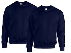 Gildan Herren Sweatshirt 50/50 Adult Crewneck Sweat, 2X Navy + 1x HL Kauf Notizblock, XL von Gildan