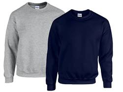 Gildan Herren Sweatshirt aus Fleece mit Rundhalsausschnitt, Stil G18000/1x Sportgrey + 1x Navy + 1x HL Kauf Notizblock, 3XL von Gildan