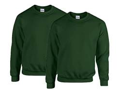 Gildan Herren Sweatshirt aus Fleece mit Rundhalsausschnitt, Stil G18000/2x Forest Green + 1x HL Kauf Notizblock, 5XL von Gildan