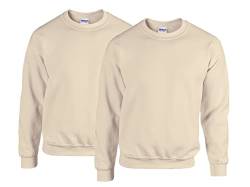 Gildan Herren Sweatshirt aus Fleece mit Rundhalsausschnitt, Stil G18000/2x Sand + 1x HL Kauf Notizblock, M von Gildan