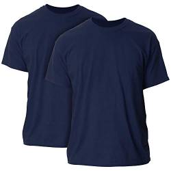 Gildan Herren T-Shirt für Erwachsene, schwere Baumwolle, 2er-Pack Hemd, Navy, XL von Gildan